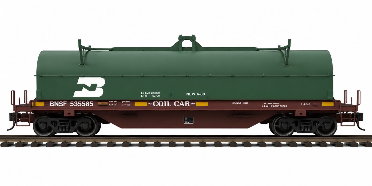 ATLAS O MASTER 42' COIL STEEL CAR BNSF GREEN BN HOOD