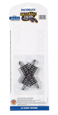 Bachmann 44542 HO 60 Degree Crossing Nickel Silver E-Z Track w/Grey Roadbed (1/card)