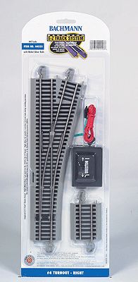 Bachmann 44558 HO #4 Turnout- Right Nickel Silver E-Z Track w/Grey Roadbed
