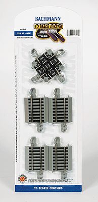 Bachmann 44541 HO 90 Degree Crossing Nickel Silver E-Z Track w/Grey Roadbed (1/card)