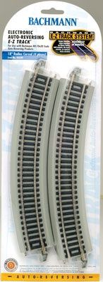 Bachmann 44549 HO E-Z Track Nickel Silver w/Grey Roadbed 18" Radius Curved Electronic Auto-Reversing Track