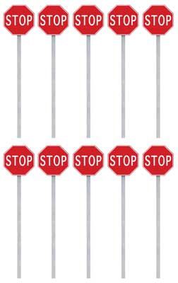 Walthers SceneMaster 949-4212 - Stop Signs, Red &amp; White - 1954 to present (pkg 10) - HO Scale Kit