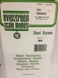 Evergreen models 4518 - 1/2" x 1/2" OPAQUE WHITE POLYSTYRENE SIDEWALK