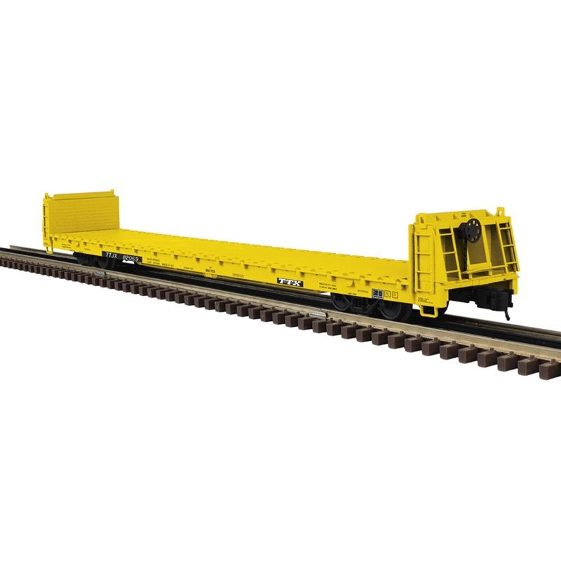 ATLAS O TRAINMAN 62' SHORT BULKHEAD FLAT CAR - TRAILER TRAIN (TTJX), Road Number: 82069