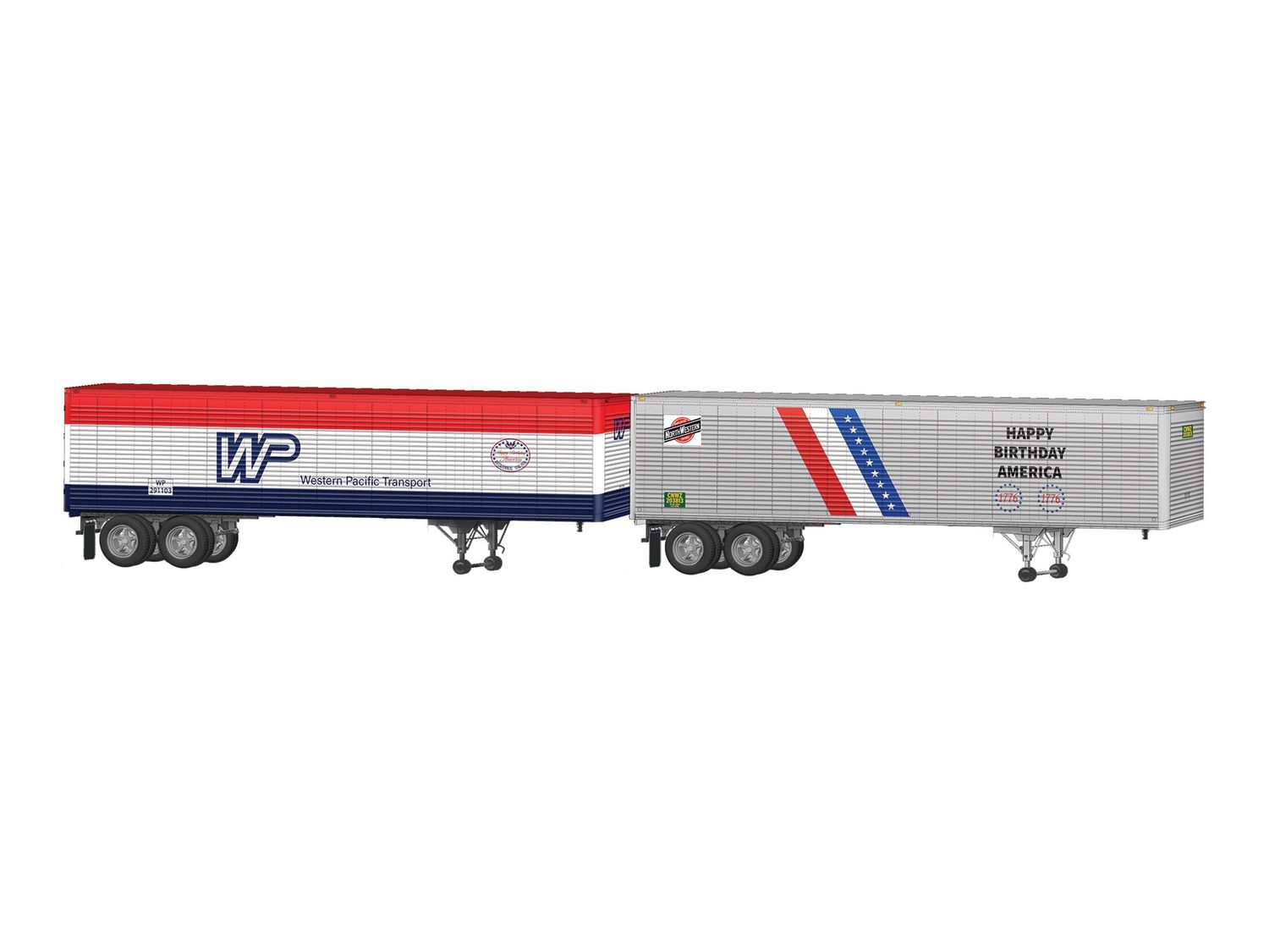 Lionel 2726320 - Bicentennial (CNW/WP) 40' Trailer 2 Pack