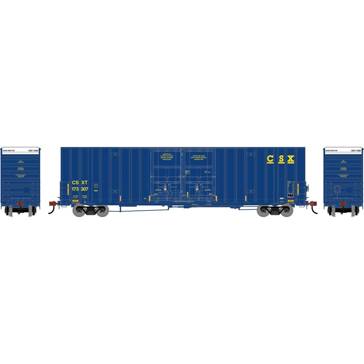 Athearn - HO 60' Gunderson High Cube Double Door Box Car - CSX, Road Number: 173307