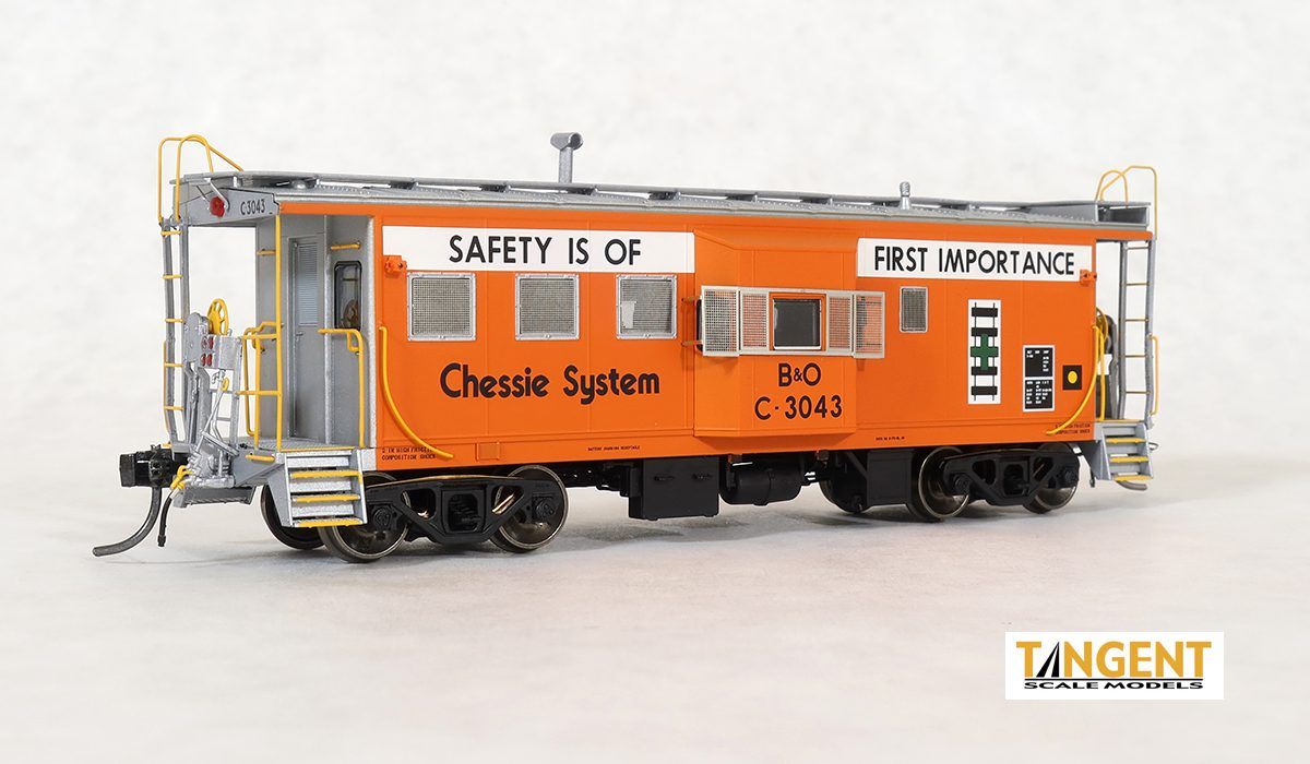 Tangent 60025 - Chessie System (B&amp;O) “Orange Chessie Safety 1979+”ICC B&amp;O I-18 Steel Bay Window Caboose #3043