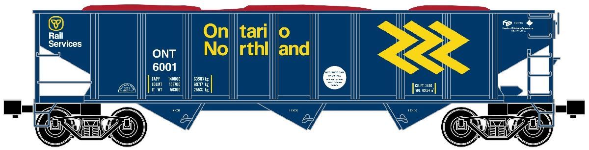RMT - 6629902 Ontario Northland 70 Ton 3-Bay Hopper Car