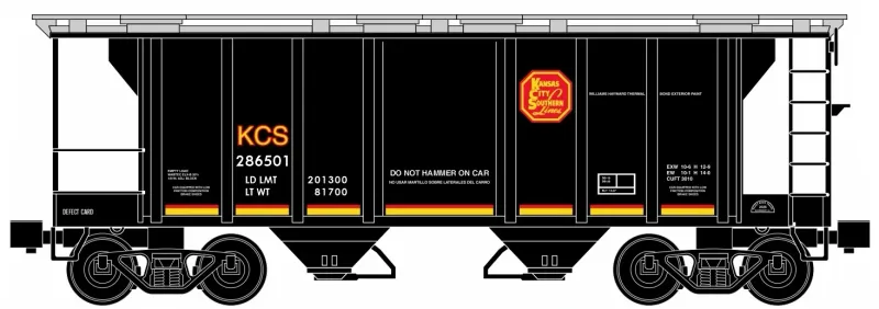 Ready Made Trains (RMT) 86391 O Scale - 2 Bay Covered Hopper - Kansas City Southern KCS