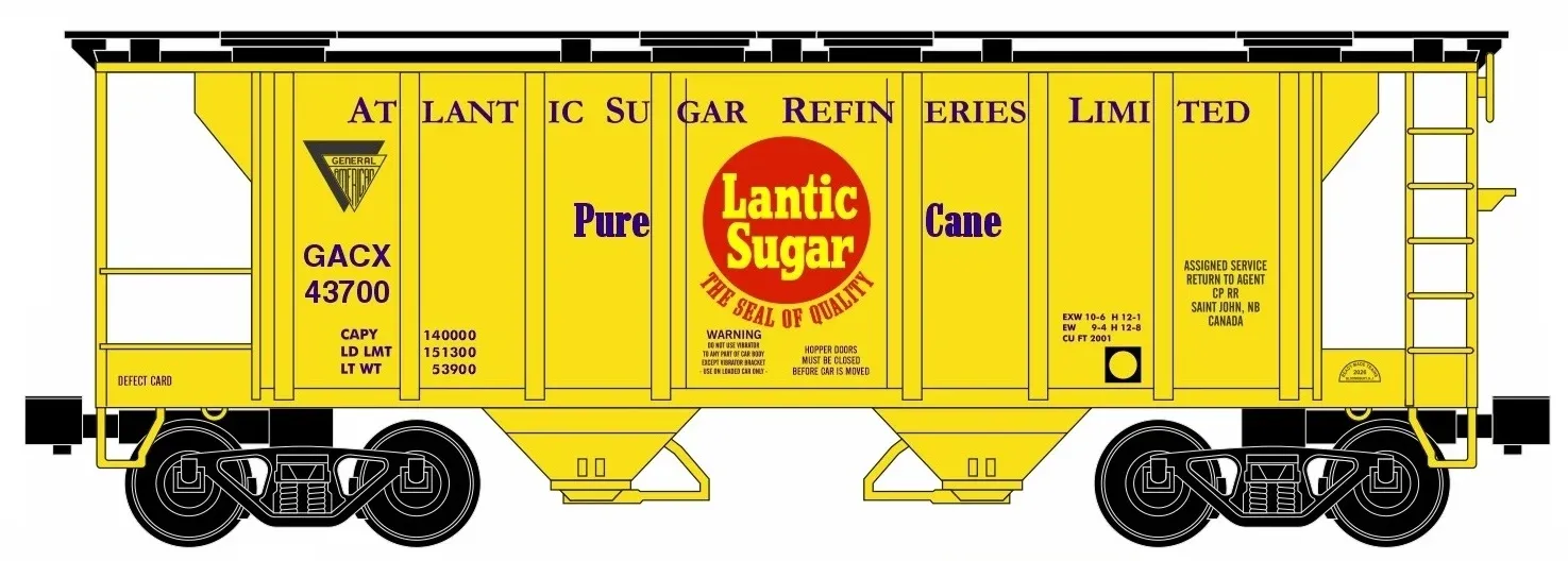 Ready Made Trains (RMT) 86399-101 O Scale - 2 Bay Covered Hopper - Atlantic Sugar GACX