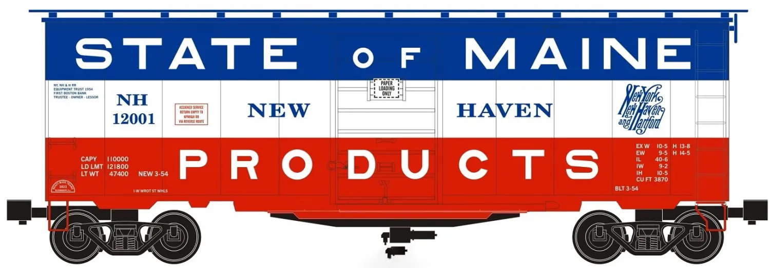 Ready Made Trains (RMT) 96449 - O Gauge Boxcar - State of Maine Products New Haven NH