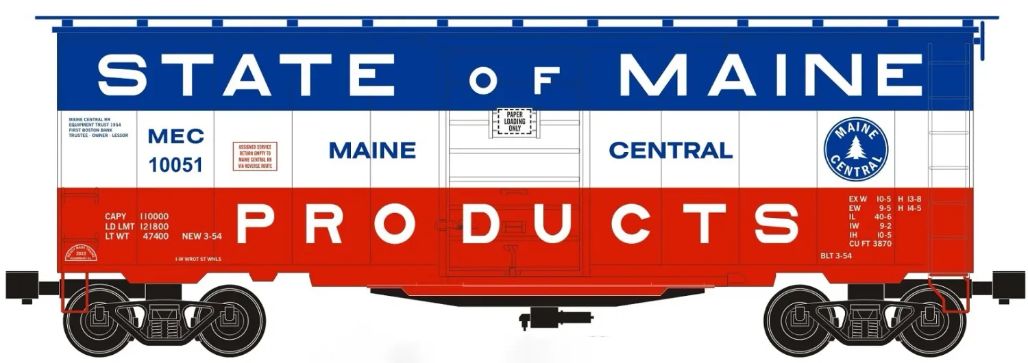 Ready Made Trains (RMT) 96452 O Gauge Boxcar - State of Maine Products Maine Central MEC