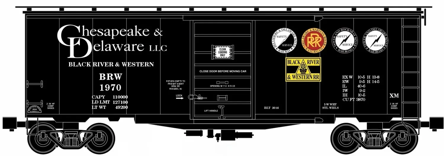 Ready Made Trains (RMT) 96499-1581 O Gauge Boxcar - Chesapeake &amp; Delaware - BR&amp;W
