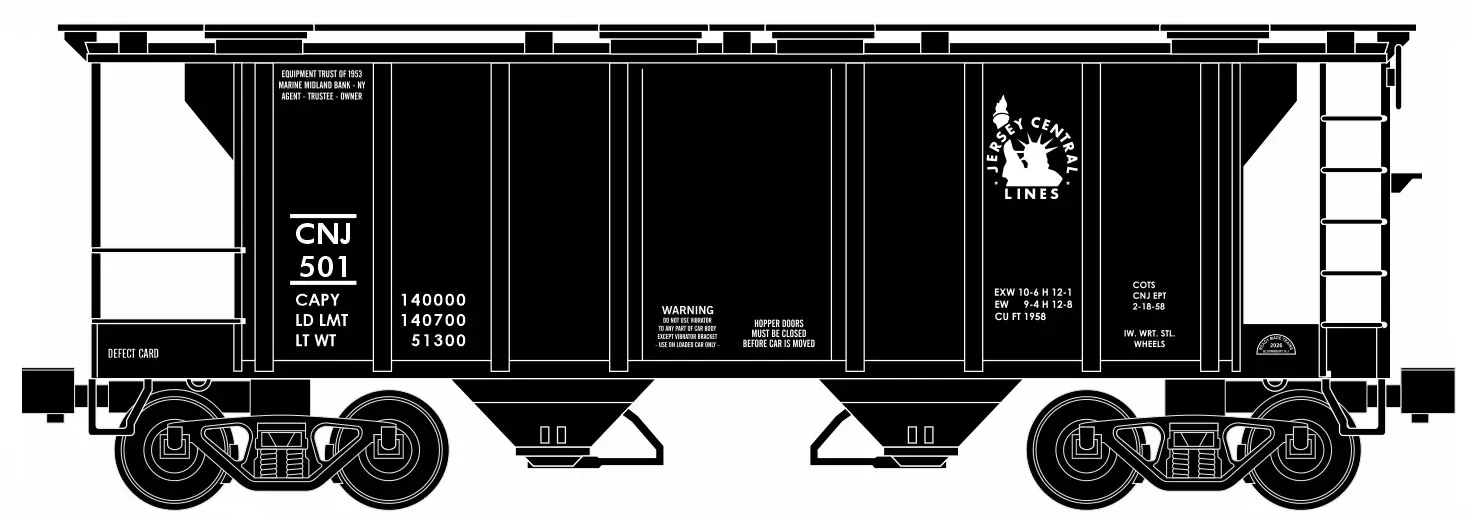 RMT 86326 O Scale 2 Bay Covered Hopper Jersey Central CNJ