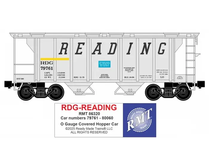 RMT 86320 2 Bay covered Hopper RDG - READING COMPANY RR