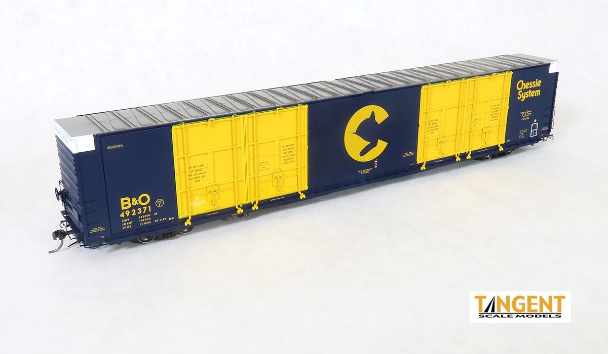 Tangent - Chessie B&amp;O “Repaint 1979+” Greenville 86′ Quad Plug Door Box Car, Road Number: 492354