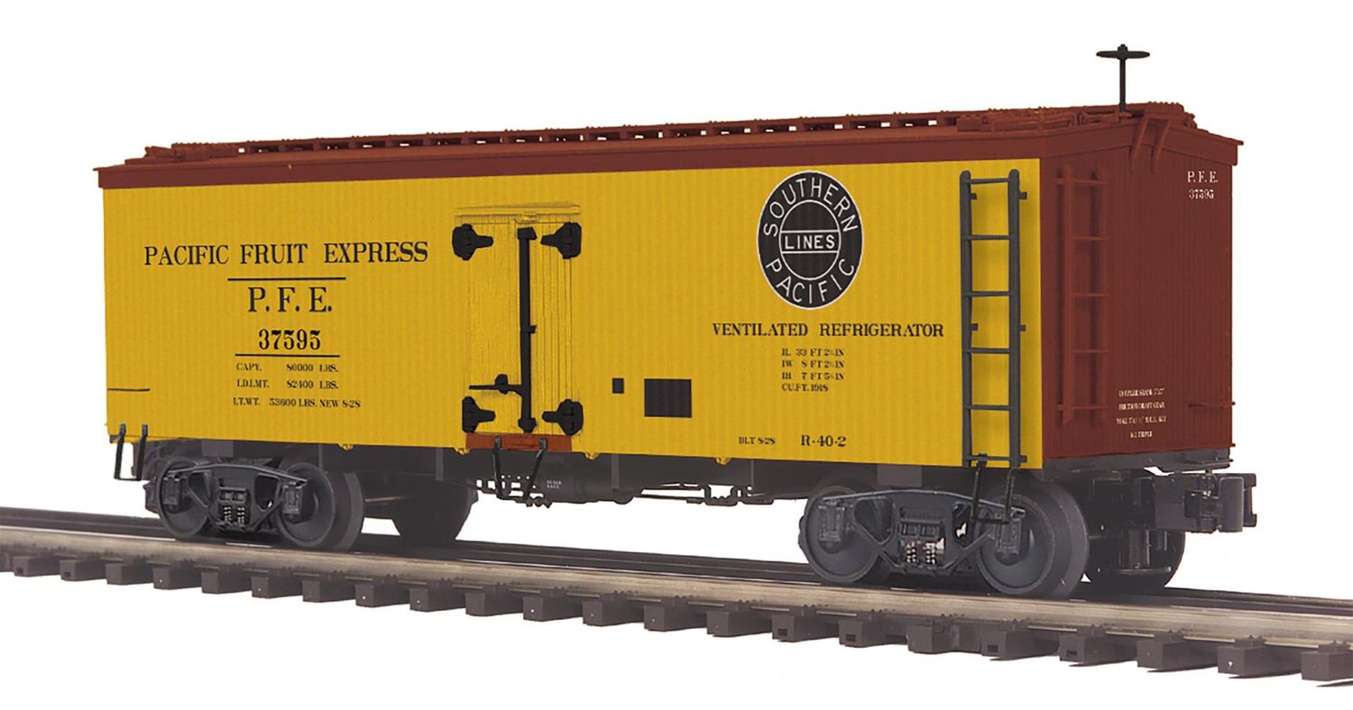 MTH 20-94832 O Scale Premier Pacific Fruit Express 36’ Woodsided Reefer Car, Road Number: 37595