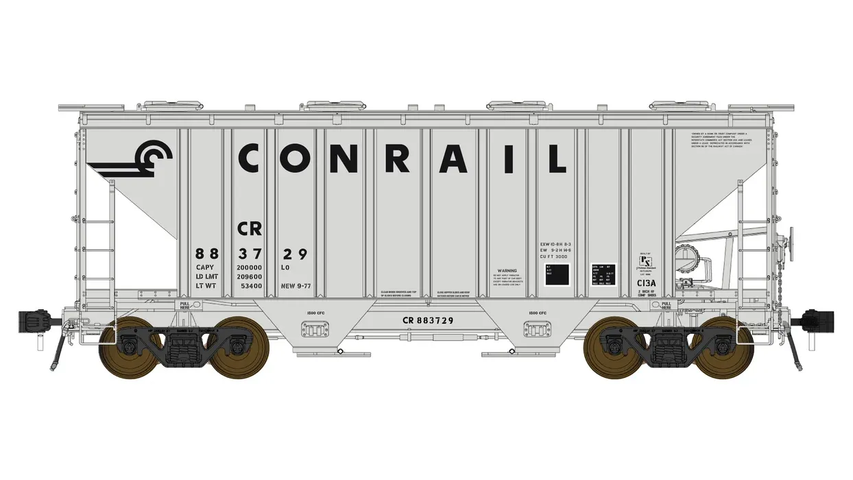 CLASS ONE MODEL WORKS PS 3000CD Two-Bay Hopper Car - Conrail, Road Number: 883729
