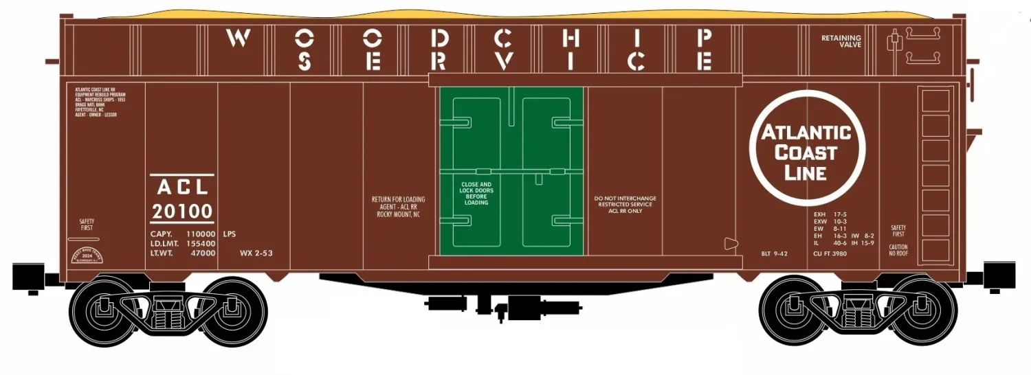 Ready Made Trains (RMT) 86469 O Scale Woodchip Car Atlantic Coast Line - ACL