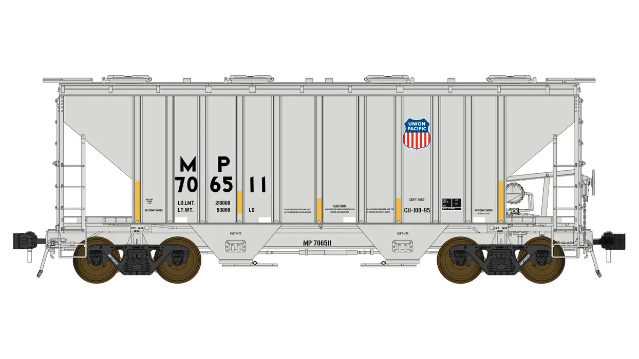 CLASS ONE MODEL WORKS FC01016 PS 3000CD Two-Bay Hopper Car - MP/UP Merger #706511