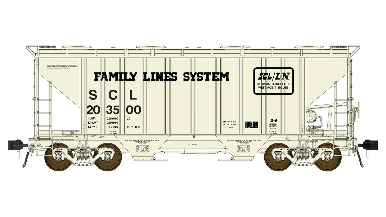 CLASS ONE MODELS PS 3000CD Two-Bay Hopper Car - Seaboard Coast Line, Road Number: 203500