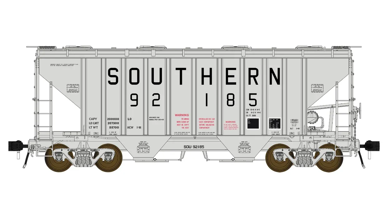 CLASS ONE MODEL WORKS PS 3000CD Two-Bay Hopper Car - Southern, Road Number: 92306