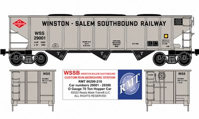 Ready Made Trains - 70 Ton 3-Bay Coal Hopper - Ribbed Sided w/Load - Winston Salem Southbound Railway