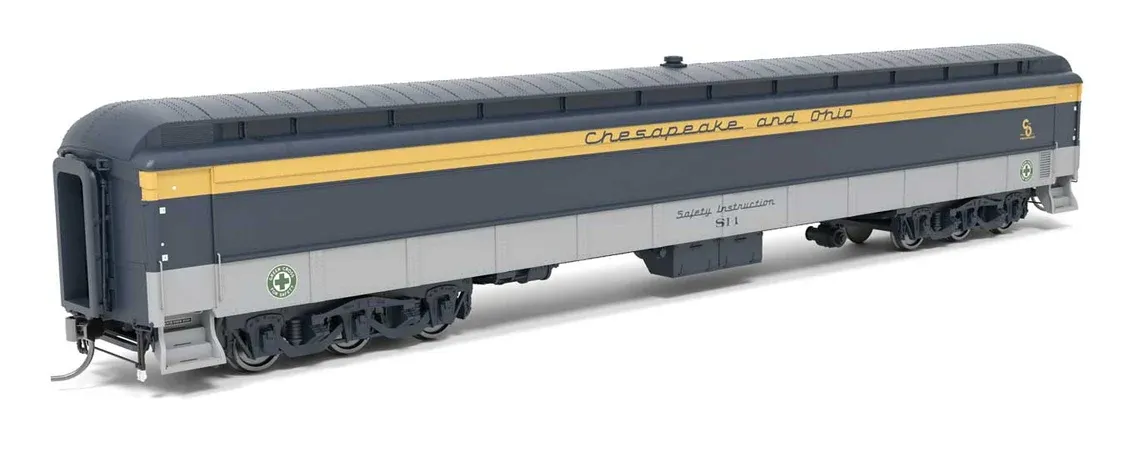 BROADWAY LIMITED 9930 Heavyweight Railroad Instruction - Exhibit Car - Ready to Run -- Chesapeake &amp; Ohio #SI-4 (blue, gray, yellow)
