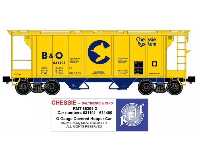 RMT 86304-2 O 2 BAY COVERED HOPPER CHESSIE B&amp;O
