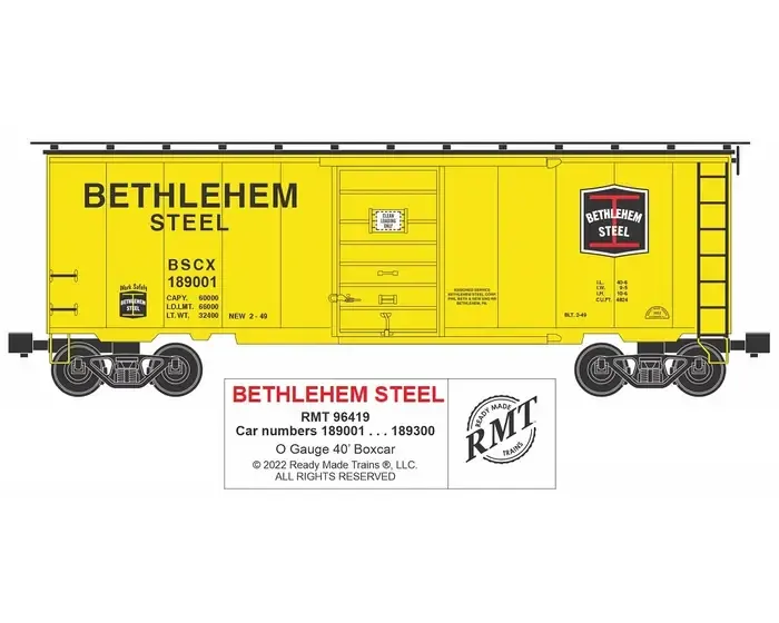 READY MADE TRAINS(RMT)96419 O Bethlehem Steel Box car
