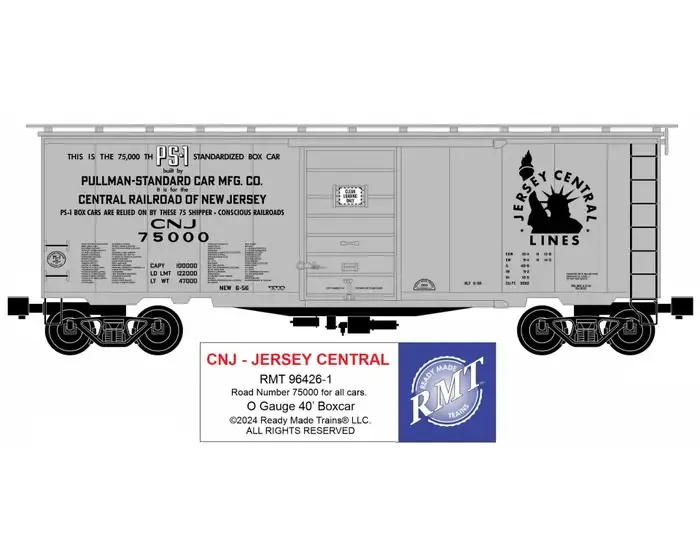 READY MADE TRAINS (RMT) 96426-1 O JERSEY CENTRAL PS-1 75,000th box car