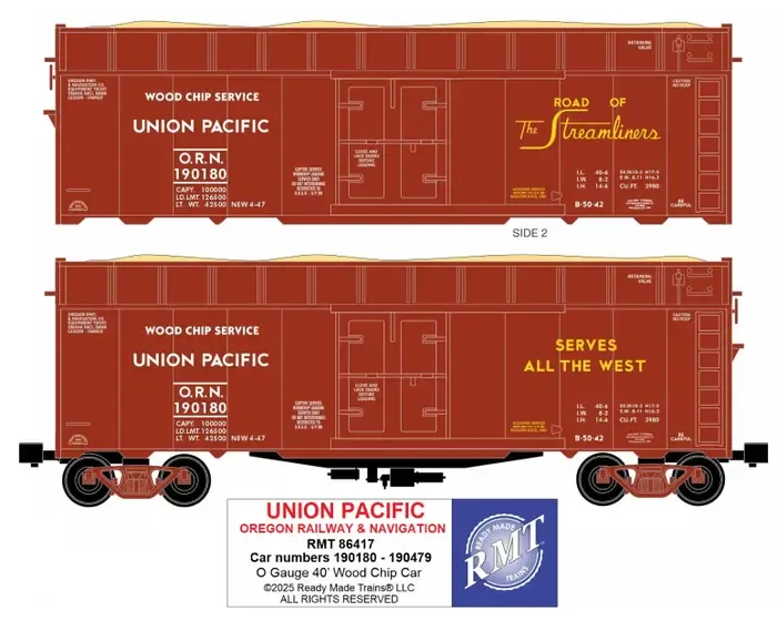READY MADE TRAINS(RMT) 86417 O 40' Wood Chip Car-Union Pacific