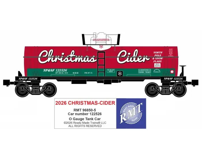 READY MADE TRAINS (RMT) 96850-5 O TANK CAR CHRISTMAS CIDER