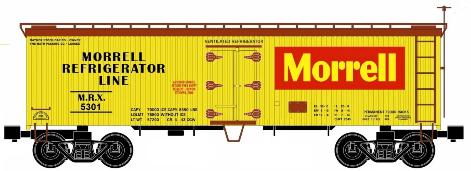 Ready Made Trains (RMT) 86199-167 O Scale 36' Wood Side Reefer Car Morrell