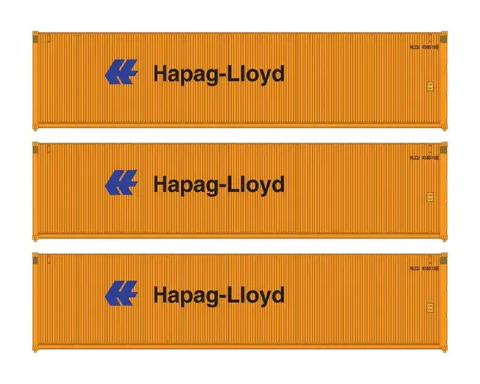Walthers 949-18252 HO 40' Fully Corrugated Container - 3-Pack HAPAG-LIOYD