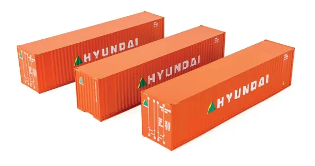 Walthers SceneMaster 949-18203 - 40' Flat Panel Container 3-Pack Hyundai - HO Scale