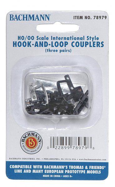 Bachmann 78979 HO Hook and Loop Couplers (3 pair/pack) - Appropriate for Thomas &amp; Friends