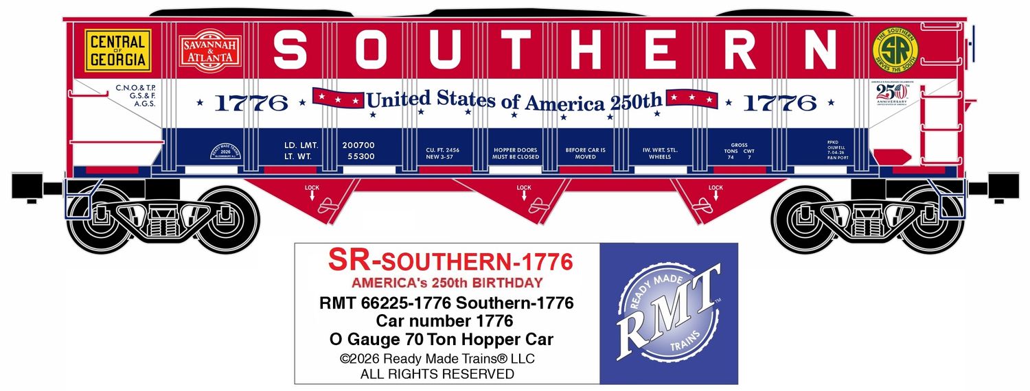 RMT-Ready Made Trains - 70 Ton 3-Bay Coal Hopper w/load - Southern 1776
