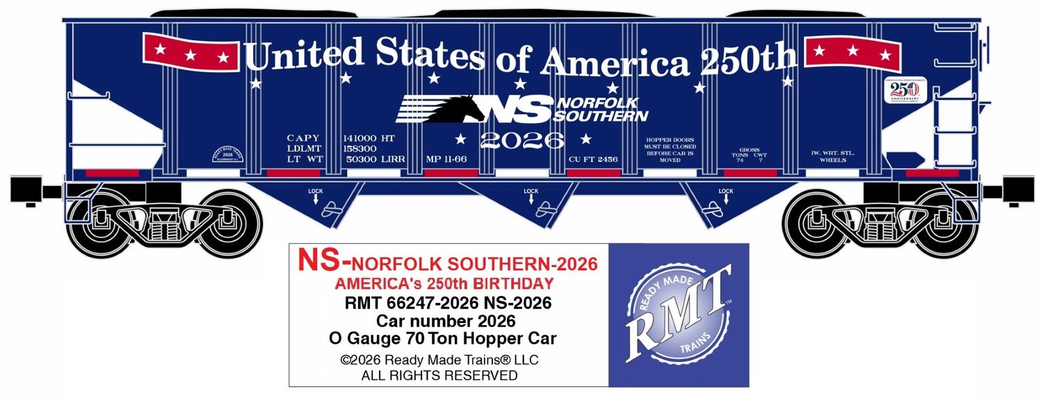 RMT-Ready Made Trains - 70 Ton 3-Bay Coal Hopper w/load Norfolk Southern 2026