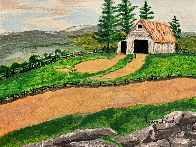 (Print) 16x20 &quot;On the Mountain Barn&quot; Thin Canvas (in)