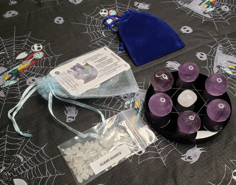 Rainbow Amethyst Crystal Grid Set (13pc)