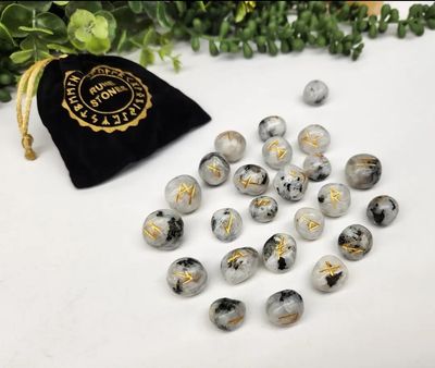 Crystal Rune Sets with Velvet Pouch