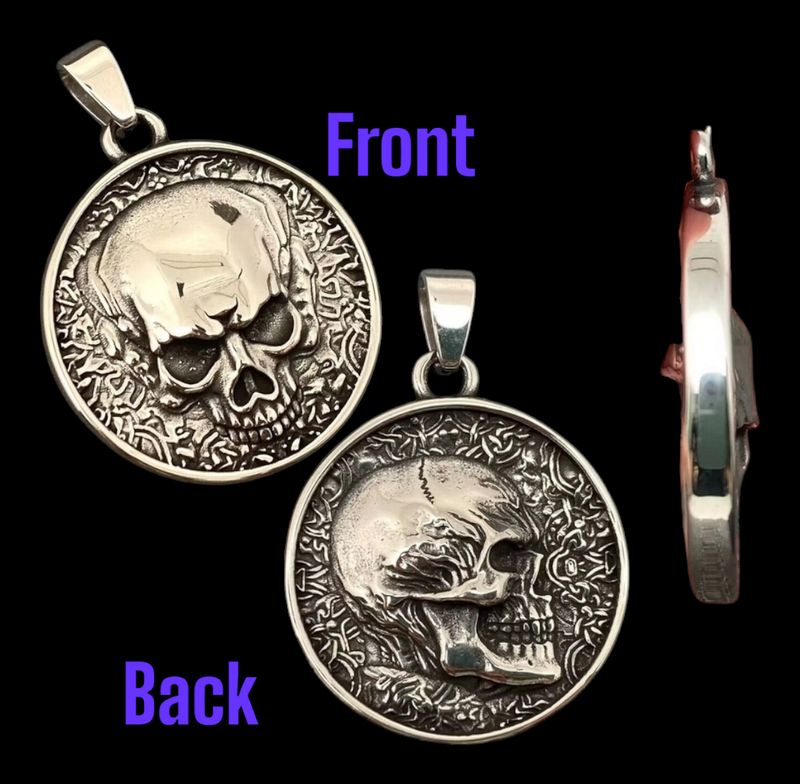 Double Sided Skull Pendant + Chain