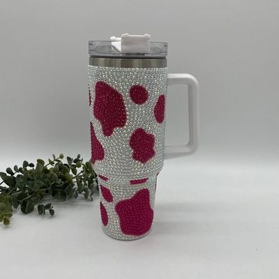 40 OZ Bedazzled Cow Print Tumbler