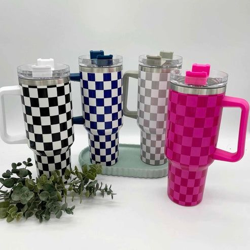 40 OZ Checkered Print Tumbler