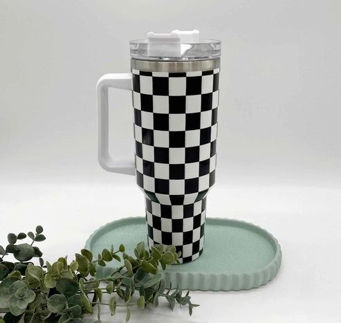40 OZ Checkered Print Tumbler