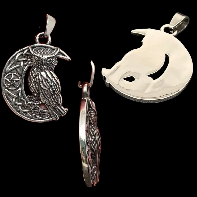 Owl on Moon Pendant