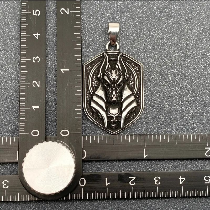 Egyptian Skull Anubis Pendant + Chain