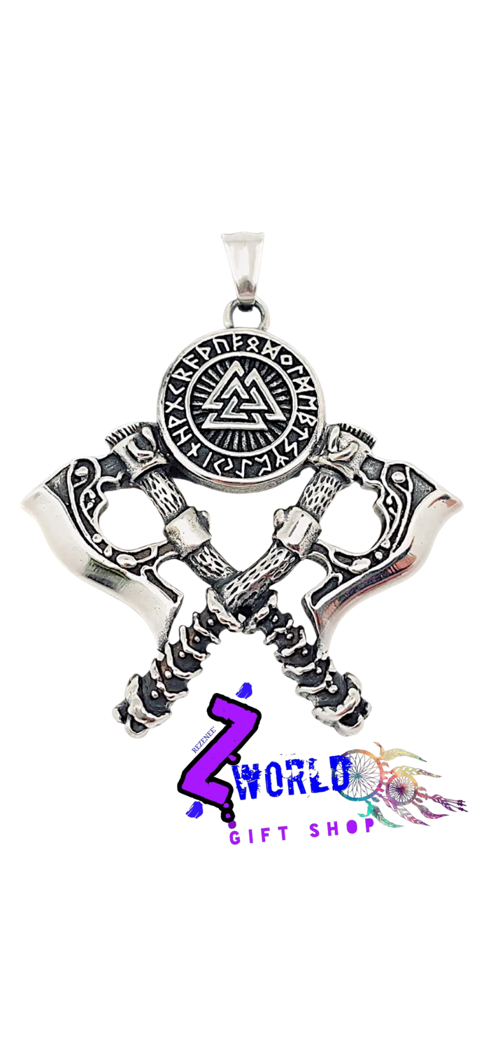 Viking Warrior Axes Pendant + Chain