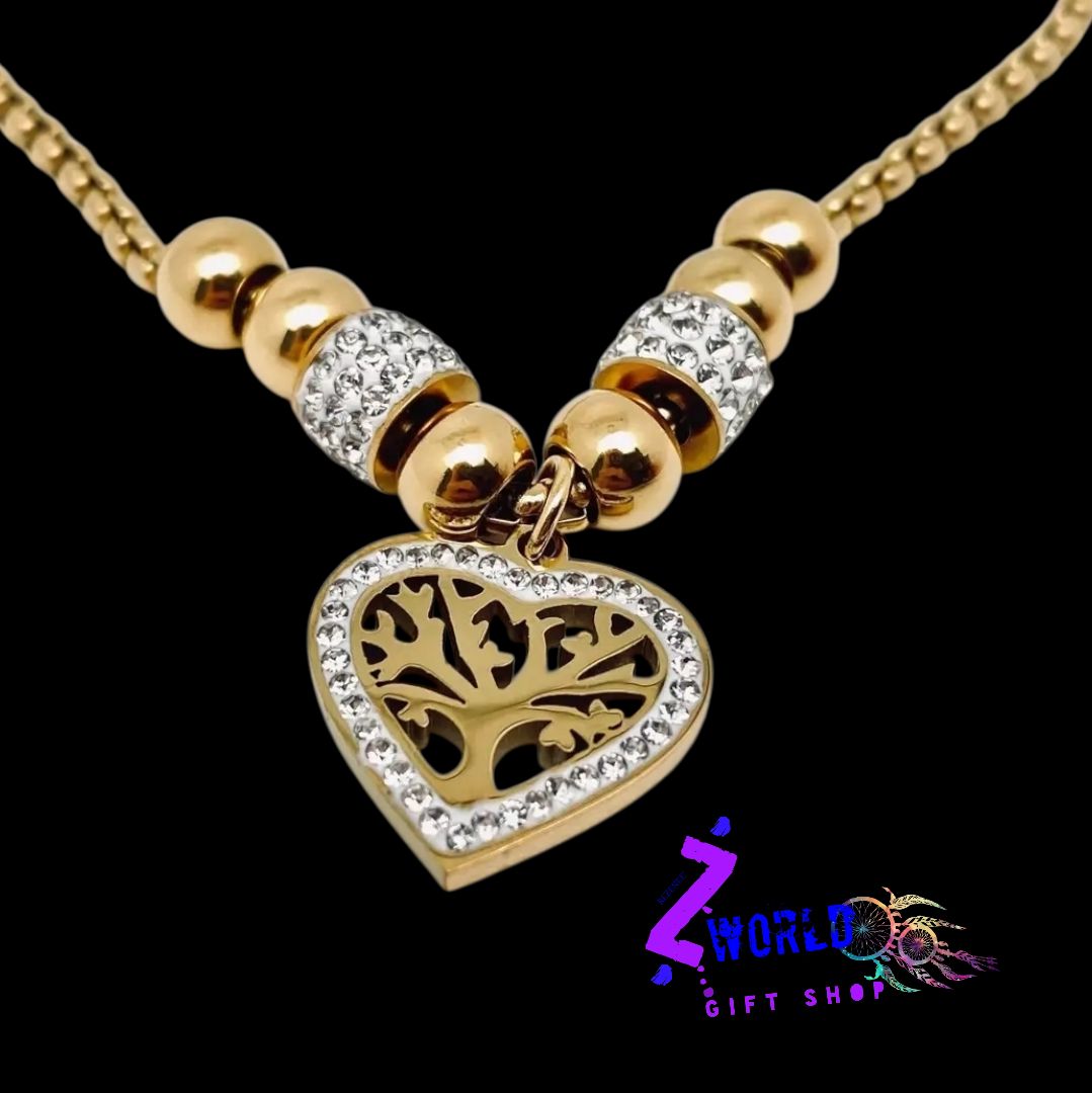 Gold Heart Tree of Life Necklace